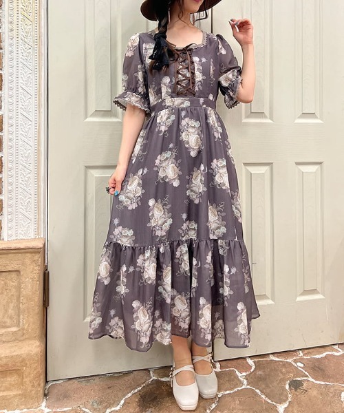axes femme（アクシーズ ファム） 半袖ワンピース MEDIUM ラベンダー 