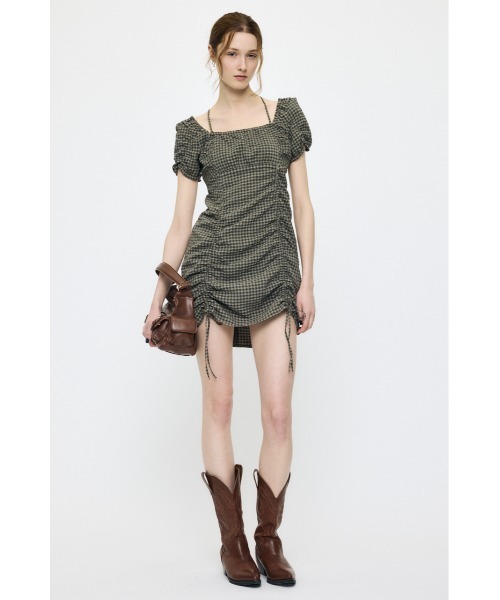moussy MULTIWAY GATHER ワンピース マウジー 黒ミニワンピ MOUSSY