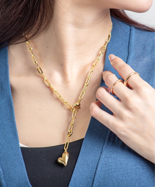 ネックレス 「JENNY BIRD/ジェニーバード」ハート　チェーンネックレス　Puffy Heart Necklace レディース メンズの画像