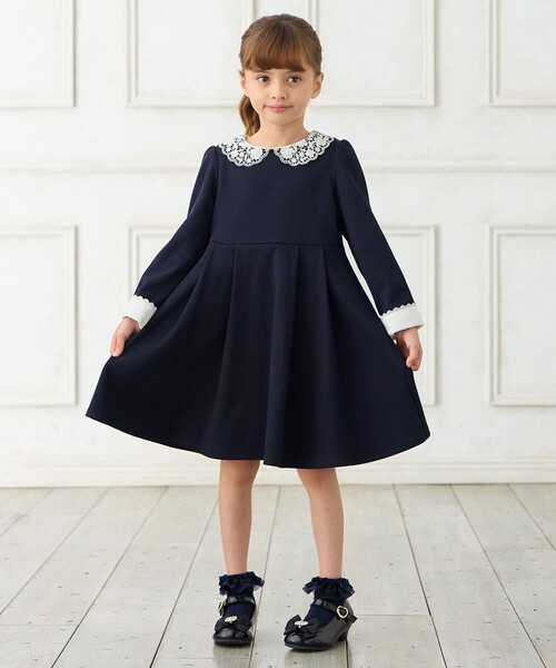 「ANY」 「KIDS」長袖ワンピース 120 ネイビー キッズ_画像4