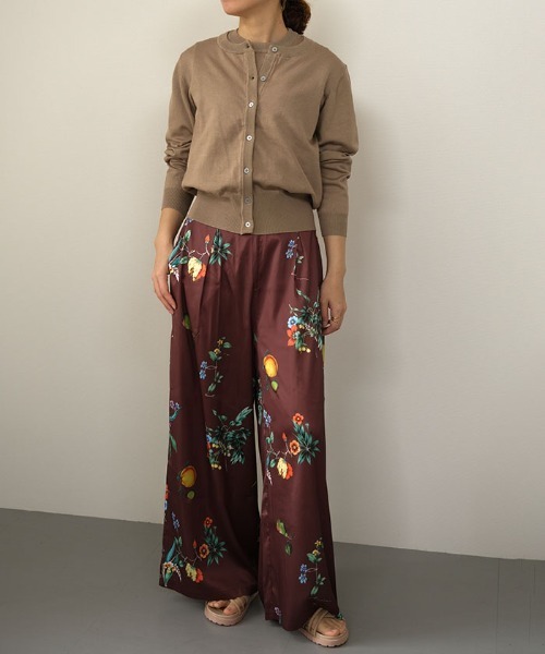 ワイドパンツ パンツ ボタニカル柄ワイドパンツ レディース : ZOZOTOWN
