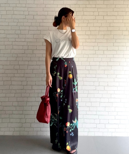 ワイドパンツ パンツ ボタニカル柄ワイドパンツ レディース : ZOZOTOWN