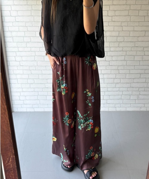 ワイドパンツ パンツ ボタニカル柄ワイドパンツ レディース : ZOZOTOWN