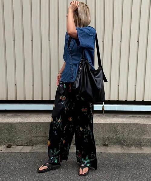 ボタニカル柄 ウォッシャブルワイドパンツ ワイドパンツ パンツ ボタニカル柄ワイドパンツ レディース : ZOZOTOWN