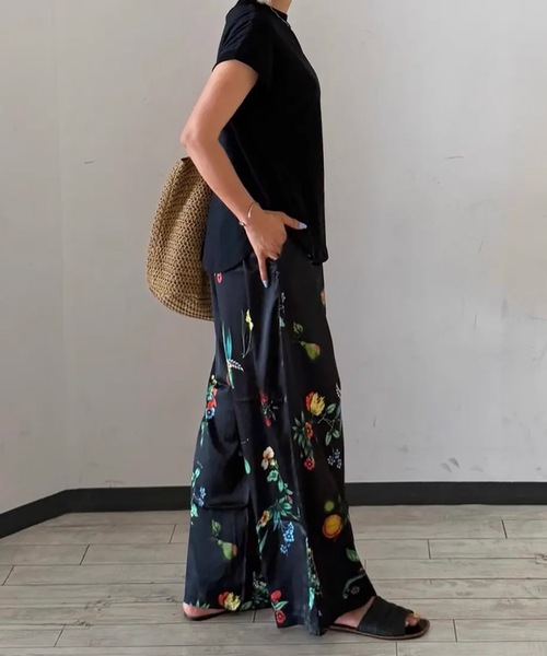 ワイドパンツ パンツ ボタニカル柄ワイドパンツ レディース : ZOZOTOWN