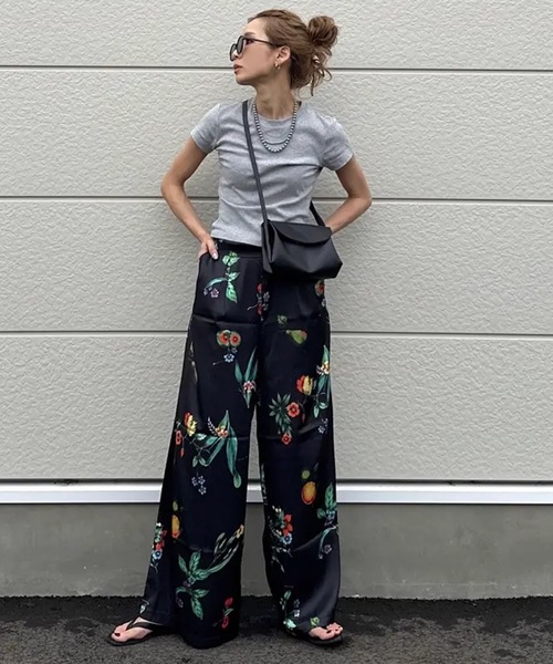 ワイドパンツ パンツ ボタニカル柄ワイドパンツ レディース : ZOZOTOWN