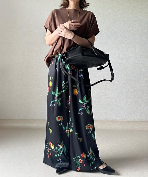 ワイドパンツ パンツ ボタニカル柄ワイドパンツ レディース : ZOZOTOWN