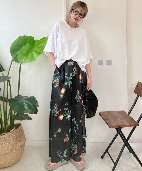 ワイドパンツ パンツ ボタニカル柄ワイドパンツ レディース : ZOZOTOWN