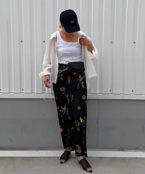 ワイドパンツ パンツ ボタニカル柄ワイドパンツ レディース : ZOZOTOWN