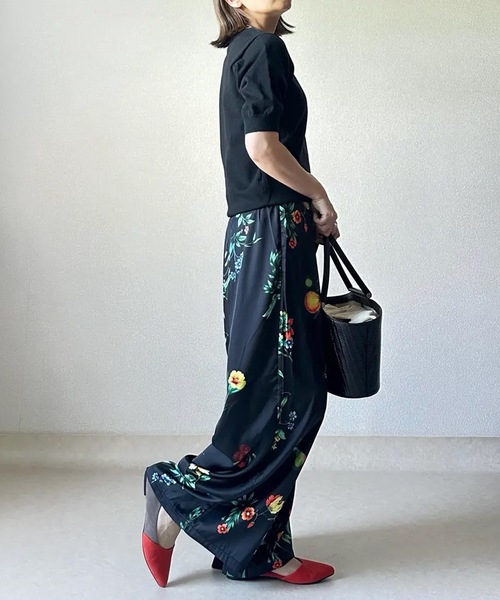 ワイドパンツ パンツ ボタニカル柄ワイドパンツ レディース : ZOZOTOWN