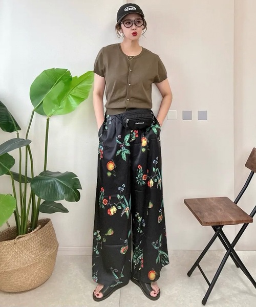 ワイドパンツ パンツ ボタニカル柄ワイドパンツ レディース : ZOZOTOWN