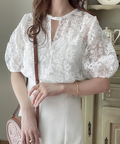 「junoah」 半袖ブラウス X-LARGE ホワイト レディース_画像4