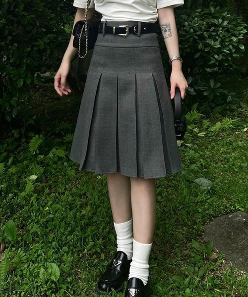 「Lace Ladies」 プリーツスカート M グレー レディース_画像9