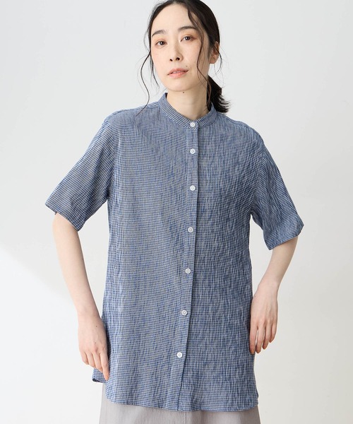 DECOY SINCE 1981 ブラウス シャツ 半袖 高島ちぢみチュニックブラウス