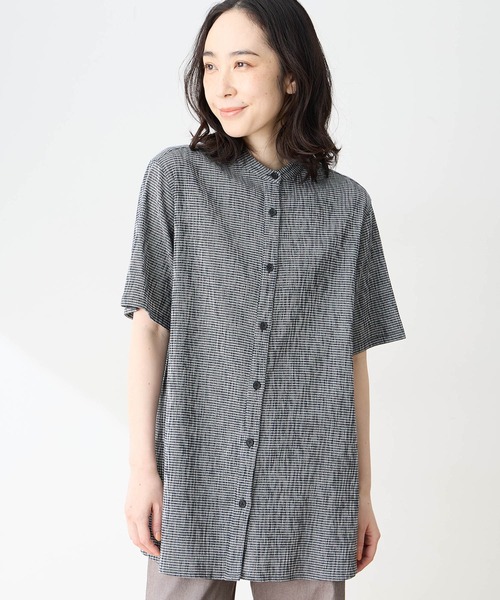 DECOY SINCE 1981 ブラウス シャツ 半袖 高島ちぢみチュニックブラウス