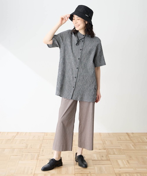 DECOY SINCE 1981 ブラウス シャツ 半袖 高島ちぢみチュニックブラウス