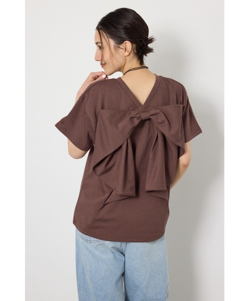 tシャツ ビッグリボン2WAY Tシャツ レディースの画像