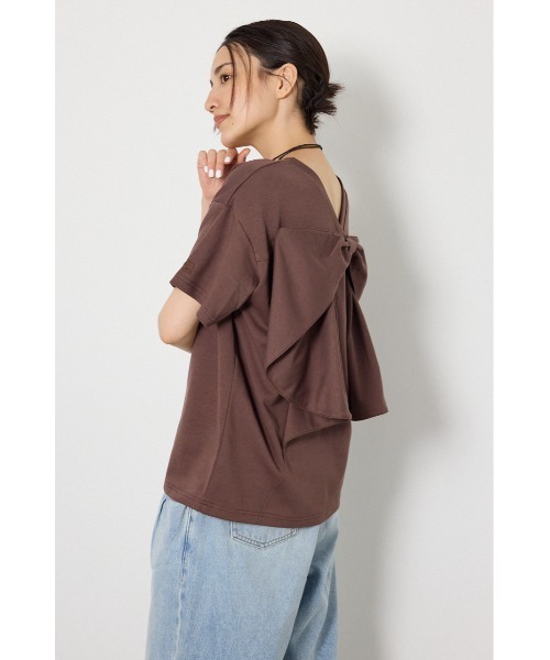 tシャツ ビッグリボン2WAY Tシャツ レディースの画像