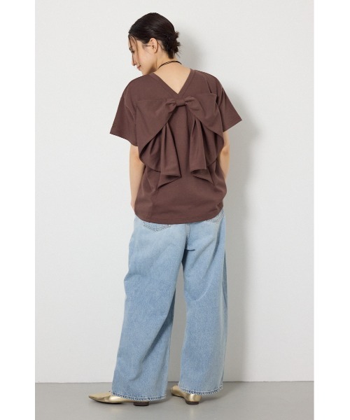 tシャツ ビッグリボン2WAY Tシャツ レディースの画像