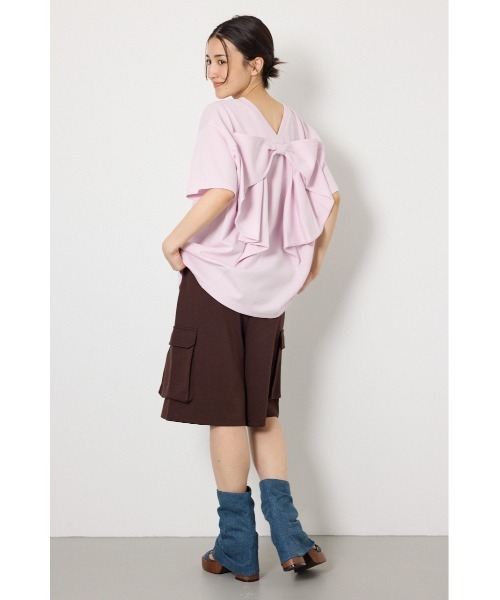 tシャツ ビッグリボン2WAY Tシャツ レディースの画像
