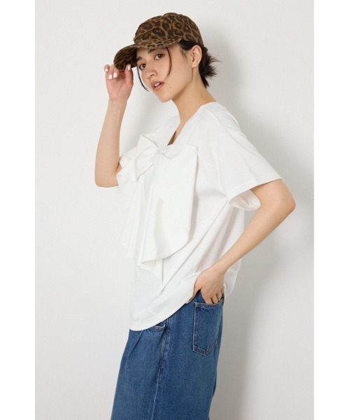 tシャツ ビッグリボン2WAY Tシャツ レディースの画像