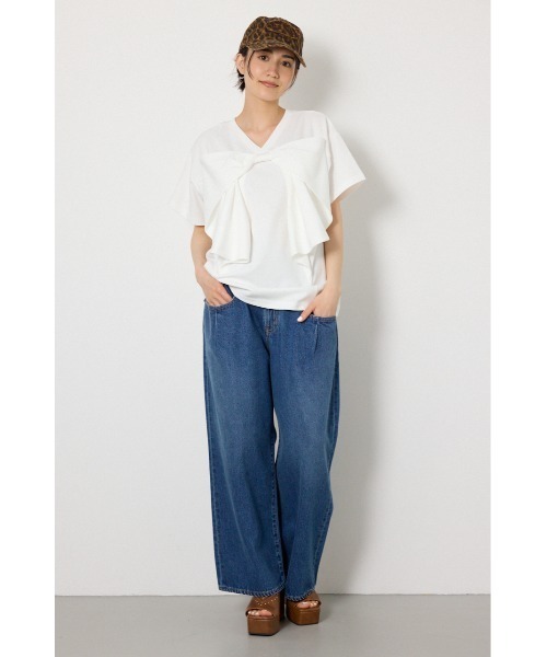 tシャツ ビッグリボン2WAY Tシャツ レディースの画像