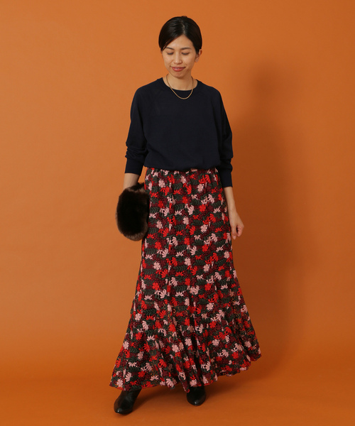 「IENA LA BOUCLE」 ロングスカート 38 レッド レディース_画像2