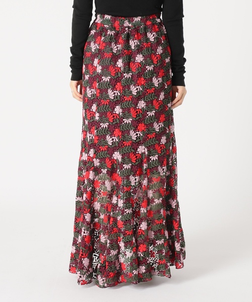 「IENA LA BOUCLE」 ロングスカート 38 レッド レディース_画像3