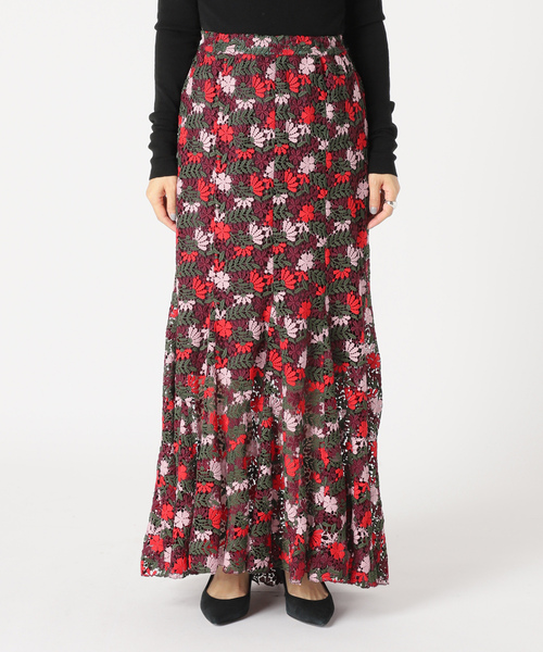「IENA LA BOUCLE」 ロングスカート 38 レッド レディース_画像4