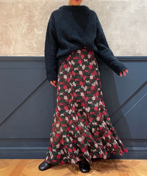 「IENA LA BOUCLE」 ロングスカート 38 レッド レディース_画像5