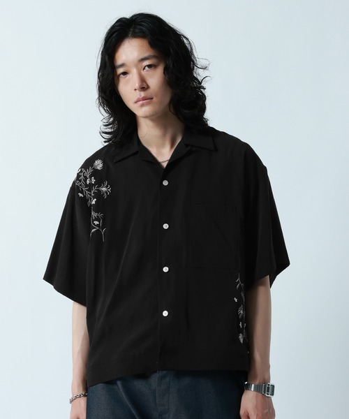 RAGEBLUE（レイジブルー） シャツ 半袖 Flower Stitch Open Collar