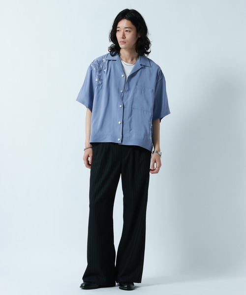 RAGEBLUE（レイジブルー） シャツ 半袖 Flower Stitch Open Collar