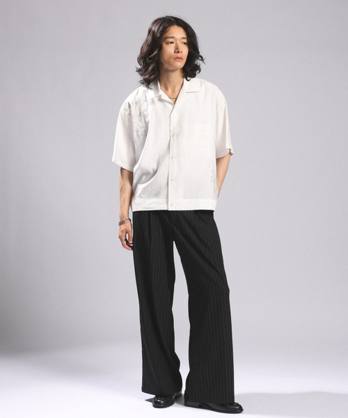 RAGEBLUE（レイジブルー） シャツ 半袖 Flower Stitch Open Collar