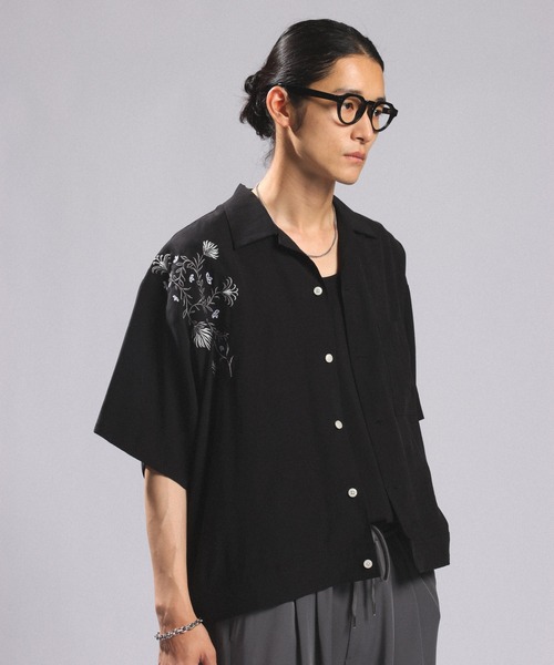 RAGEBLUE（レイジブルー） シャツ 半袖 Flower Stitch Open Collar