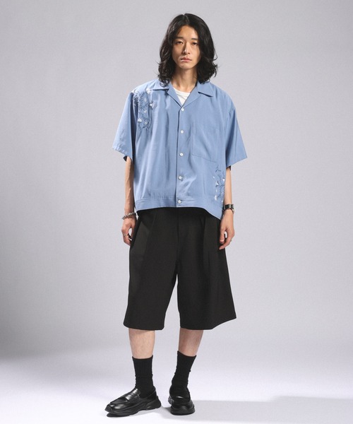 RAGEBLUE（レイジブルー） シャツ 半袖 Flower Stitch Open Collar