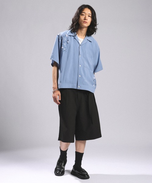 RAGEBLUE（レイジブルー） シャツ 半袖 Flower Stitch Open Collar