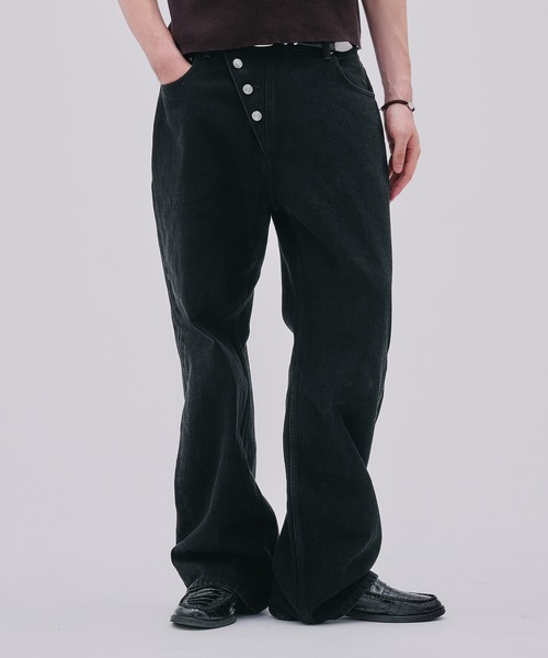 Regen Glanz ジーンズ asymmetric button straight denim pants
