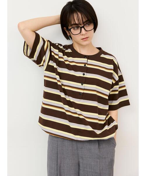 【未使用】 14th addiction ヘンリーネック ボーダー カットソー Samansa Mos2（サマンサモスモス） ヘンリーネック tシャツ 半袖