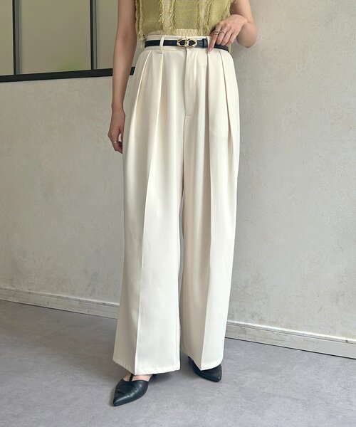 「Thevon」 スラックス TM アイボリー レディース_画像7