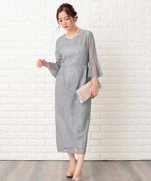 Lace Ladies（レースレディース） ドレス フレア七分袖 総レース
