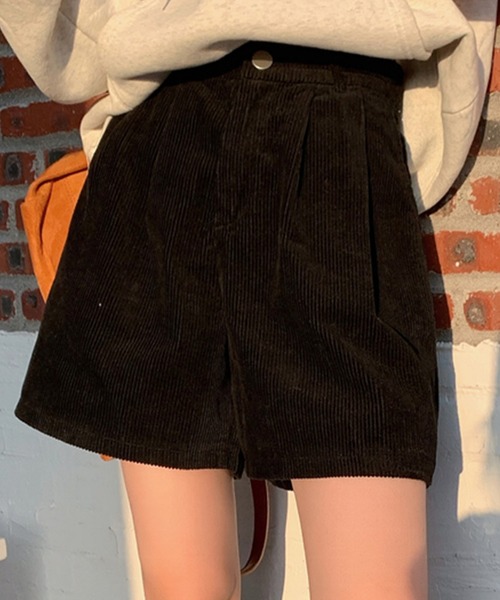 d.i.aコーデュロイショートパンツ STYLEBLOCK パンツ 花柄使いサマーコーデュロイショートパンツ