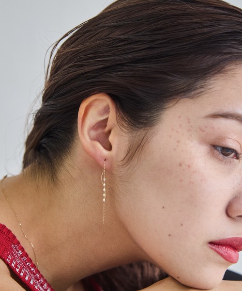 ピアス 入学式 「累計販売 3000点突破！」「K10」デザインチェーンピアス/ロングセラー「動画あり」 レディースの画像