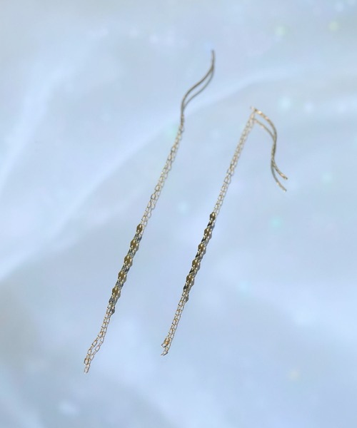 ピアス 入学式 「累計販売 3000点突破！」「K10」デザインチェーンピアス/ロングセラー「動画あり」 レディースの画像