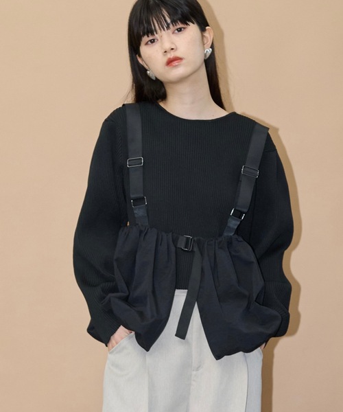 THE Yon ベスト ジレ ナイロンバルーンサスペンダートップス