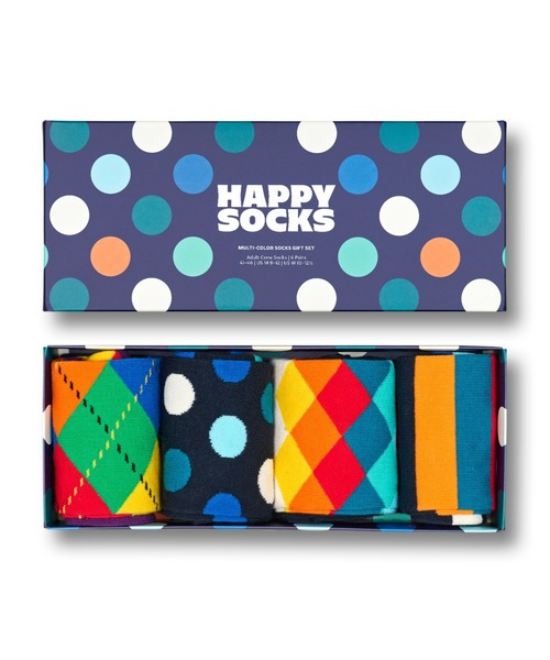 靴下 レディース Happy Socks Multi-Color Gift Box クルーソックス 4足組 ギフトセット 10203515｜zozo