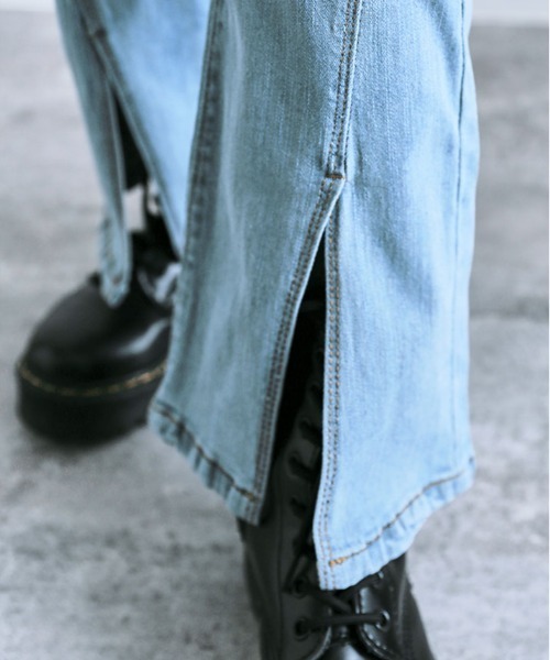ジーンズ デニム デニムパンツ 美脚 ストレッチ スリット フレア