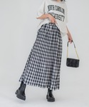 スカート チェック柄ランダムプリーツフレアスカ...の詳細画像4