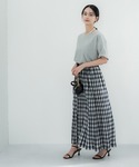 スカート チェック柄ランダムプリーツフレアスカ...の詳細画像3