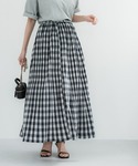スカート チェック柄ランダムプリーツフレアスカ...の詳細画像2