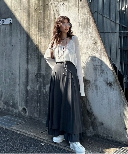 Ameri（アメリ） ロング スカート PLEATS LAYERED PLEATS SKIRT